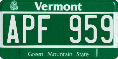 VT license plate APF959