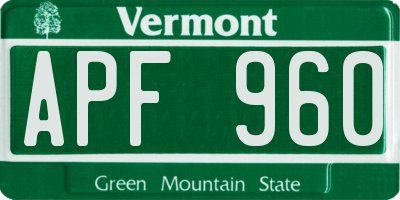 VT license plate APF960