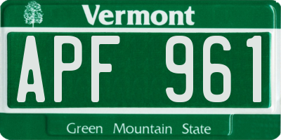 VT license plate APF961