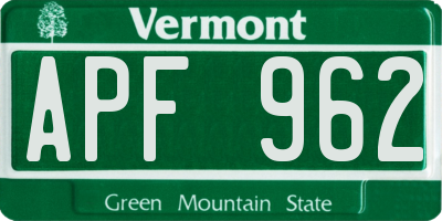 VT license plate APF962