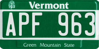 VT license plate APF963