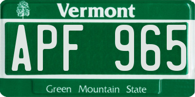 VT license plate APF965