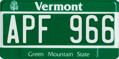 VT license plate APF966