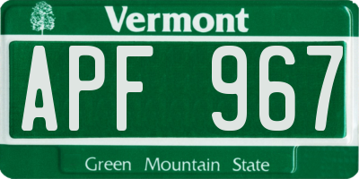 VT license plate APF967
