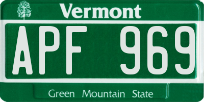 VT license plate APF969