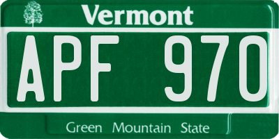 VT license plate APF970