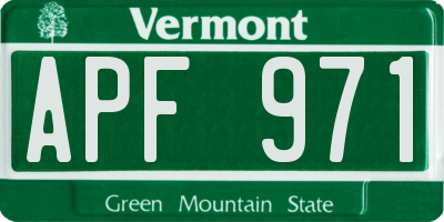 VT license plate APF971