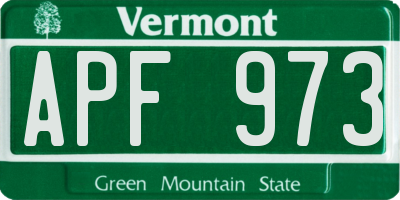 VT license plate APF973