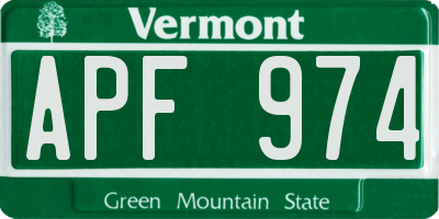 VT license plate APF974