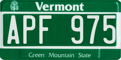 VT license plate APF975