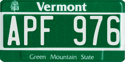 VT license plate APF976