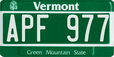 VT license plate APF977