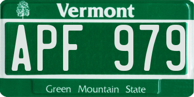 VT license plate APF979