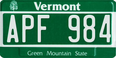 VT license plate APF984