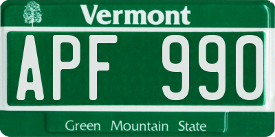 VT license plate APF990