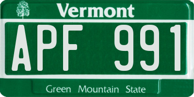 VT license plate APF991