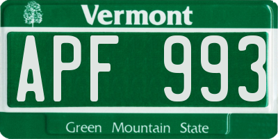 VT license plate APF993