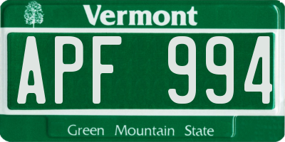 VT license plate APF994