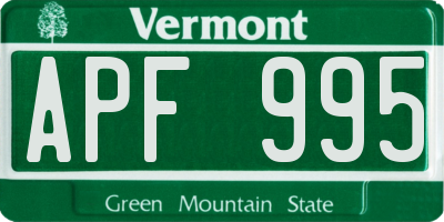VT license plate APF995