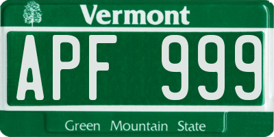 VT license plate APF999