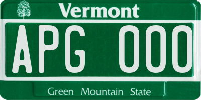VT license plate APG000
