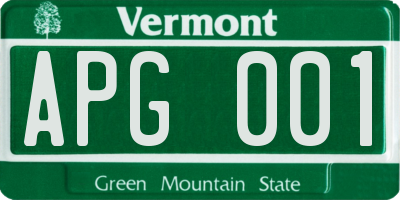 VT license plate APG001