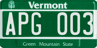 VT license plate APG003