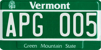 VT license plate APG005
