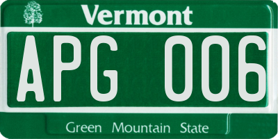 VT license plate APG006