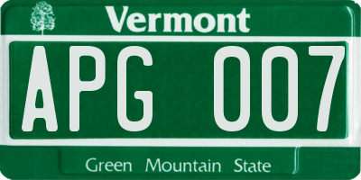 VT license plate APG007