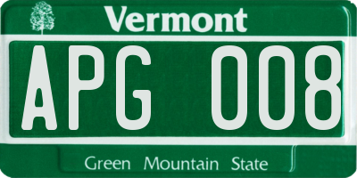 VT license plate APG008
