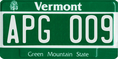 VT license plate APG009