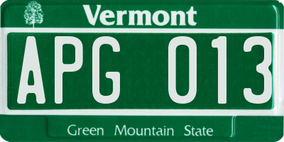 VT license plate APG013