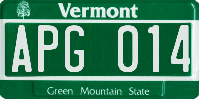VT license plate APG014