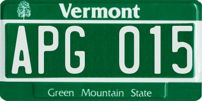 VT license plate APG015