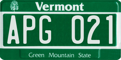 VT license plate APG021