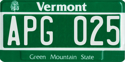 VT license plate APG025