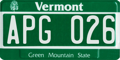 VT license plate APG026