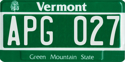 VT license plate APG027