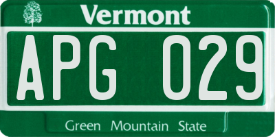 VT license plate APG029