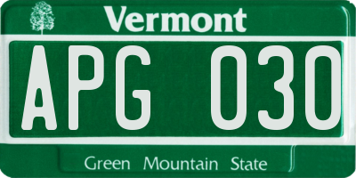 VT license plate APG030