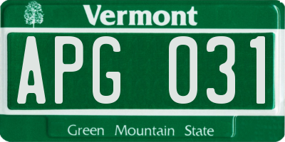 VT license plate APG031