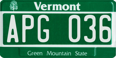 VT license plate APG036