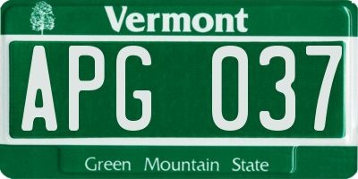 VT license plate APG037