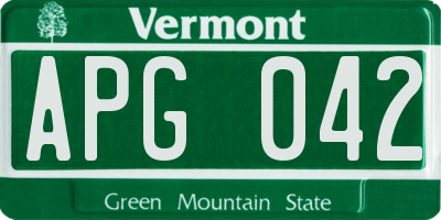 VT license plate APG042