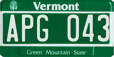 VT license plate APG043