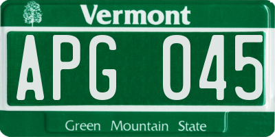 VT license plate APG045