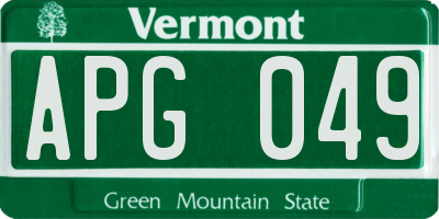 VT license plate APG049