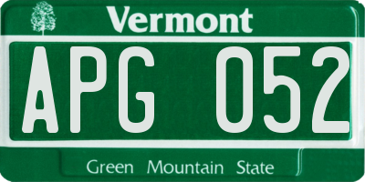 VT license plate APG052