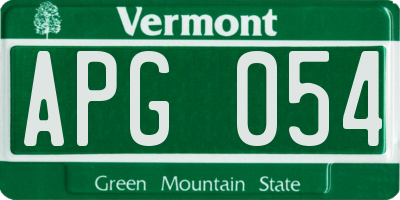 VT license plate APG054